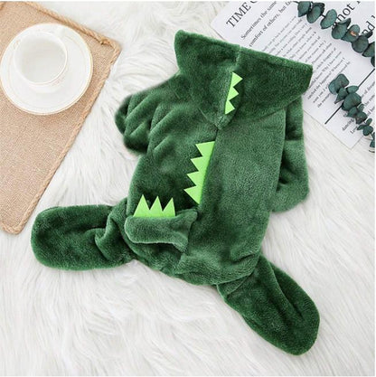 Factory Stock Pet Supplies Coral Fleece Dinosaur Costume for Dogs and Cats - Autumn/Winter Cosplay